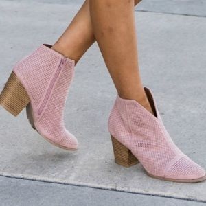 Qupid Pink Suede Booties